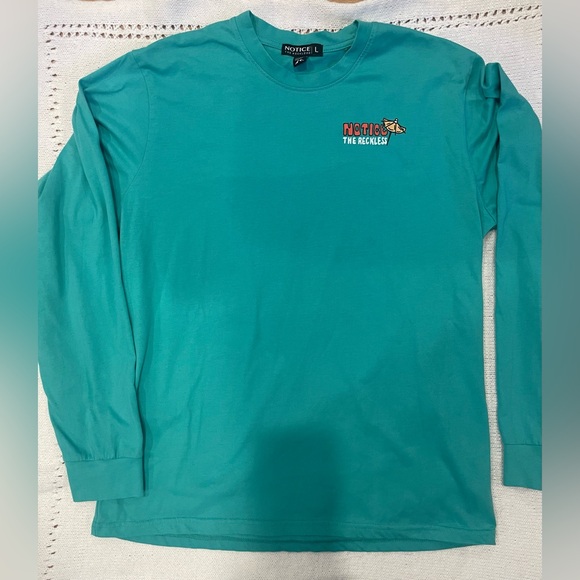Notice Reckless Endless Summer men Long Sleeve Tee - green large crewneck - Picture 2 of 8